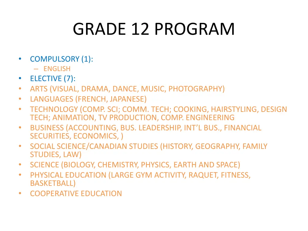 grade 12 program