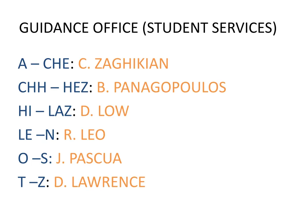 guidance office student services