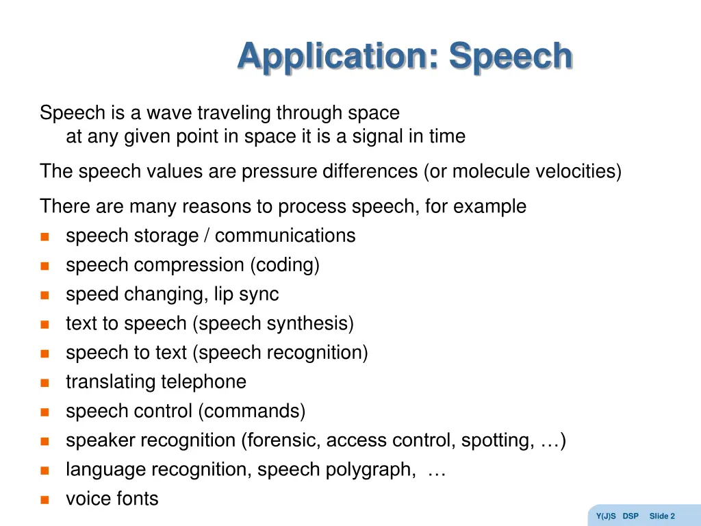 application speech