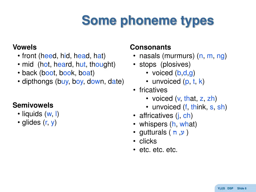 some phoneme types