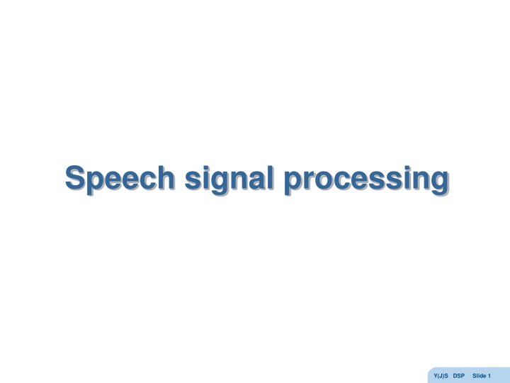 speech signal processing