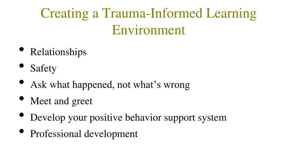 creating a trauma informed learning environment