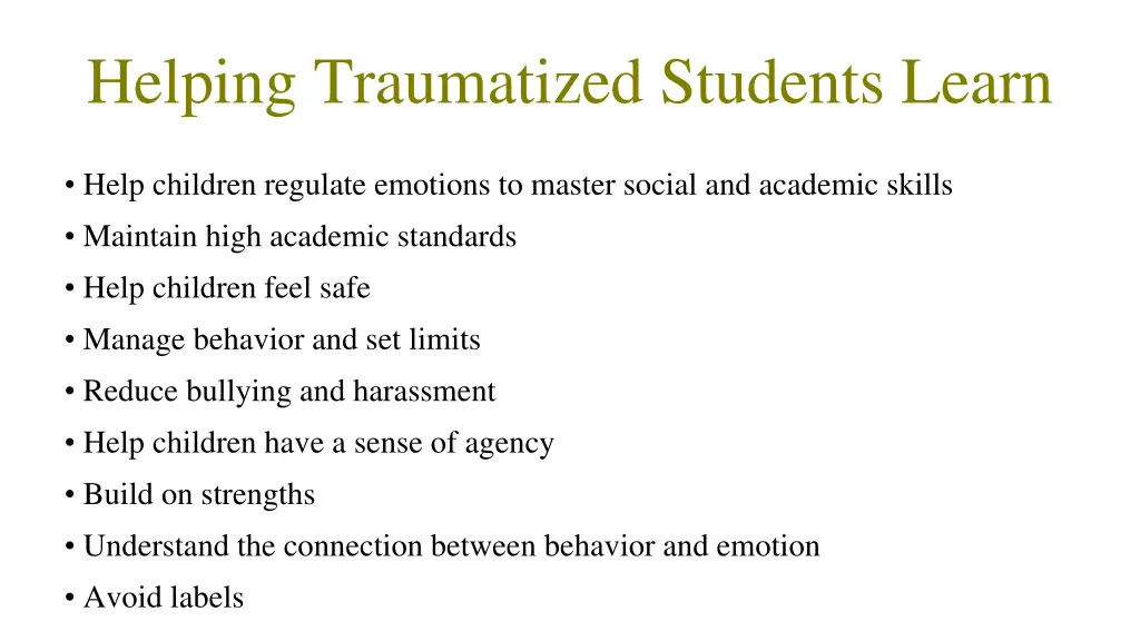 helping traumatized students learn