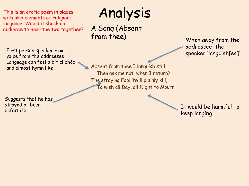 analysis a song absent from thee