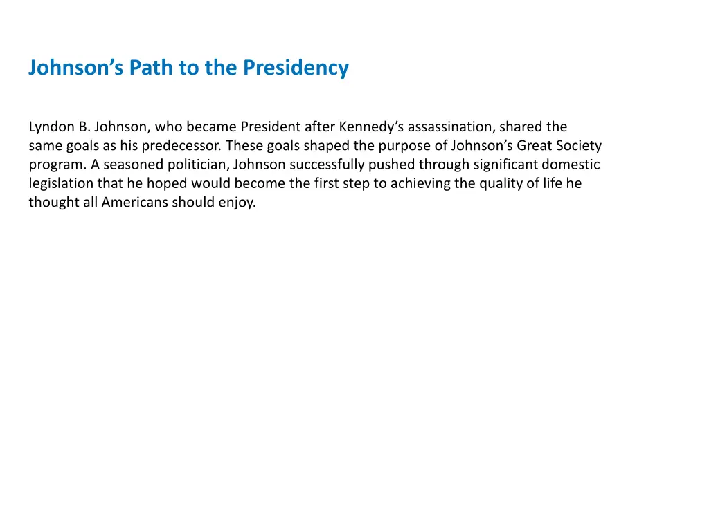 johnson s path to the presidency