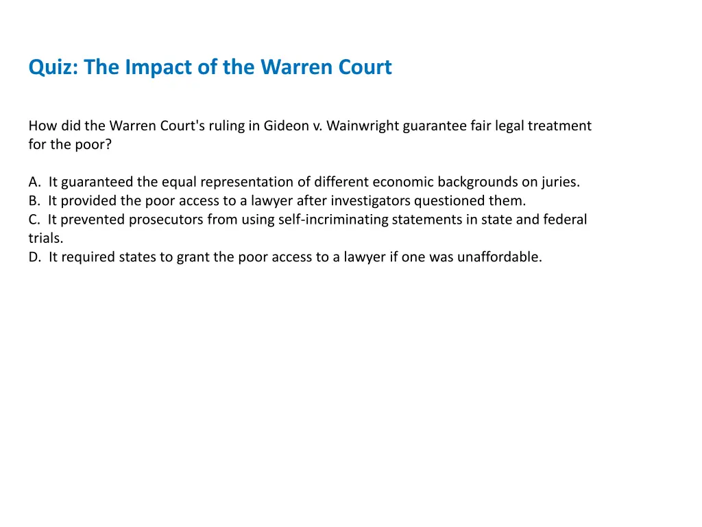 quiz the impact of the warren court