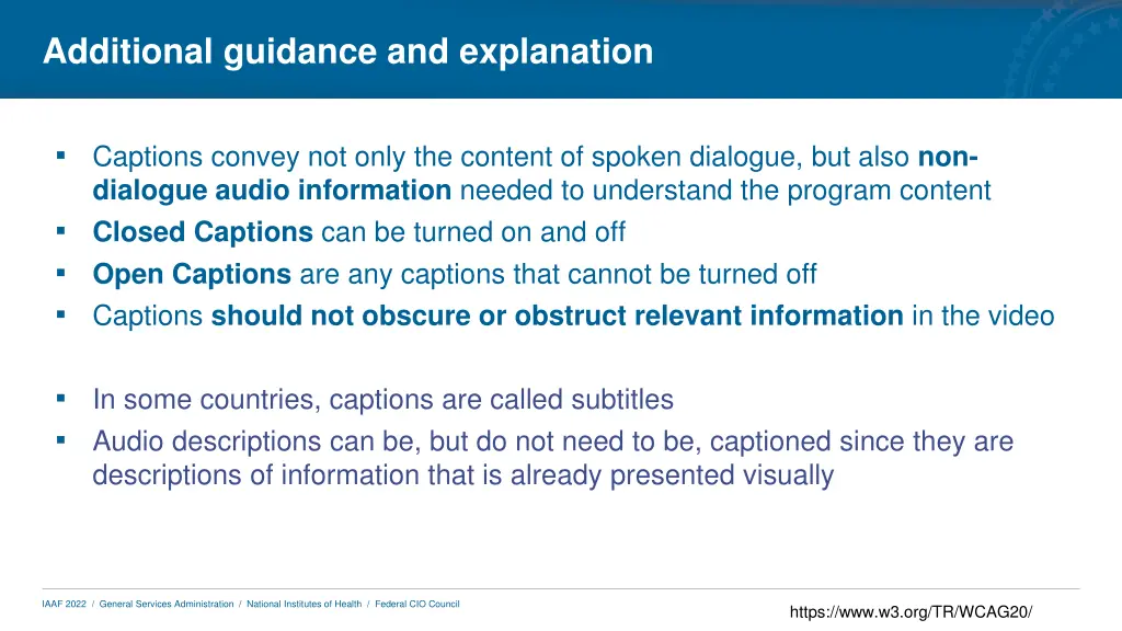 additional guidance and explanation