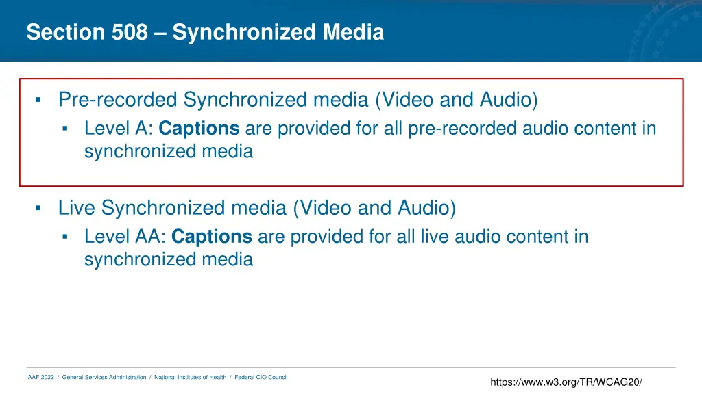 section 508 synchronized media