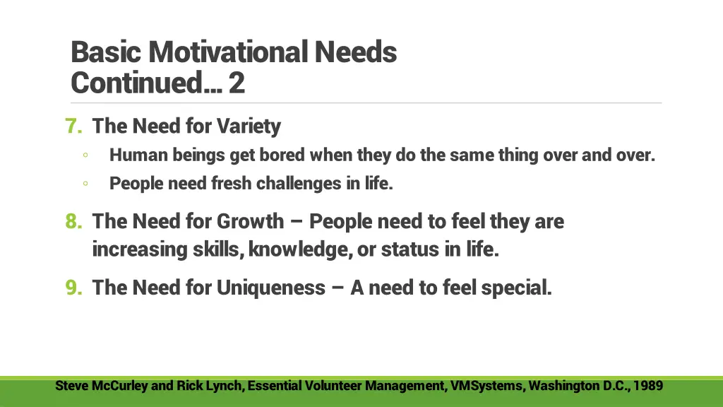 basic motivational needs continued 2 7 the need