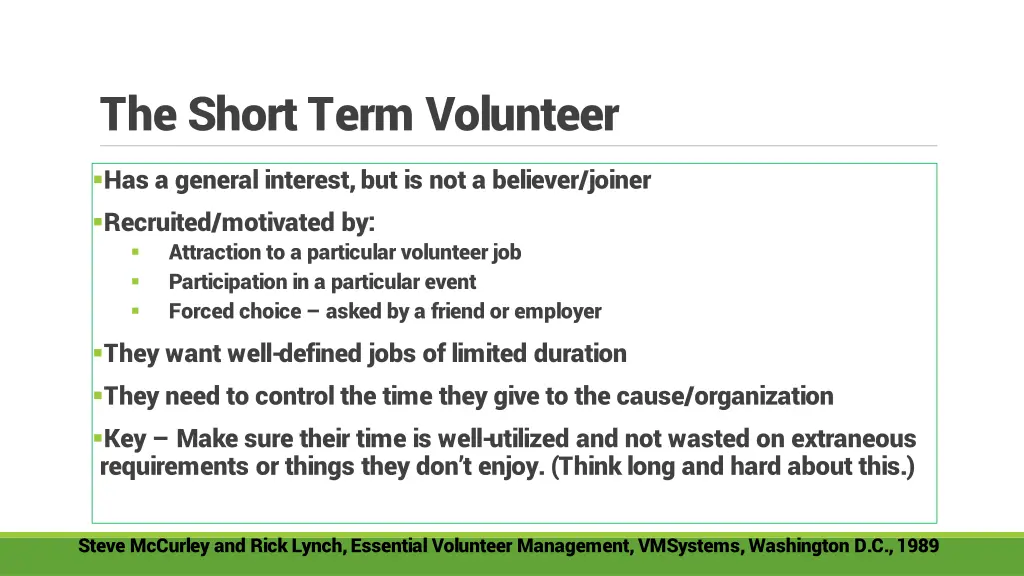 the short term volunteer