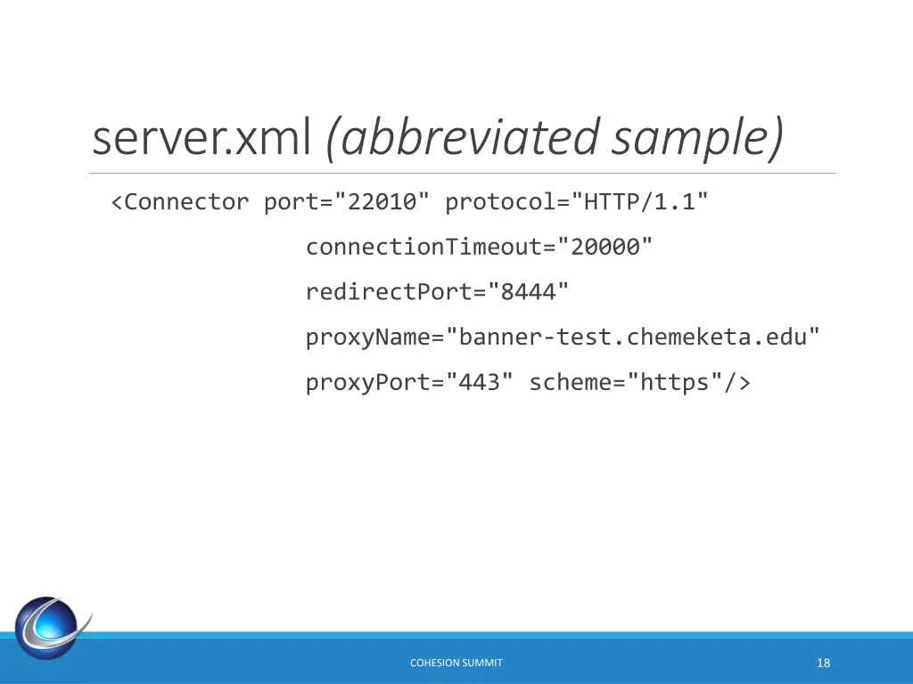 server xml abbreviated sample