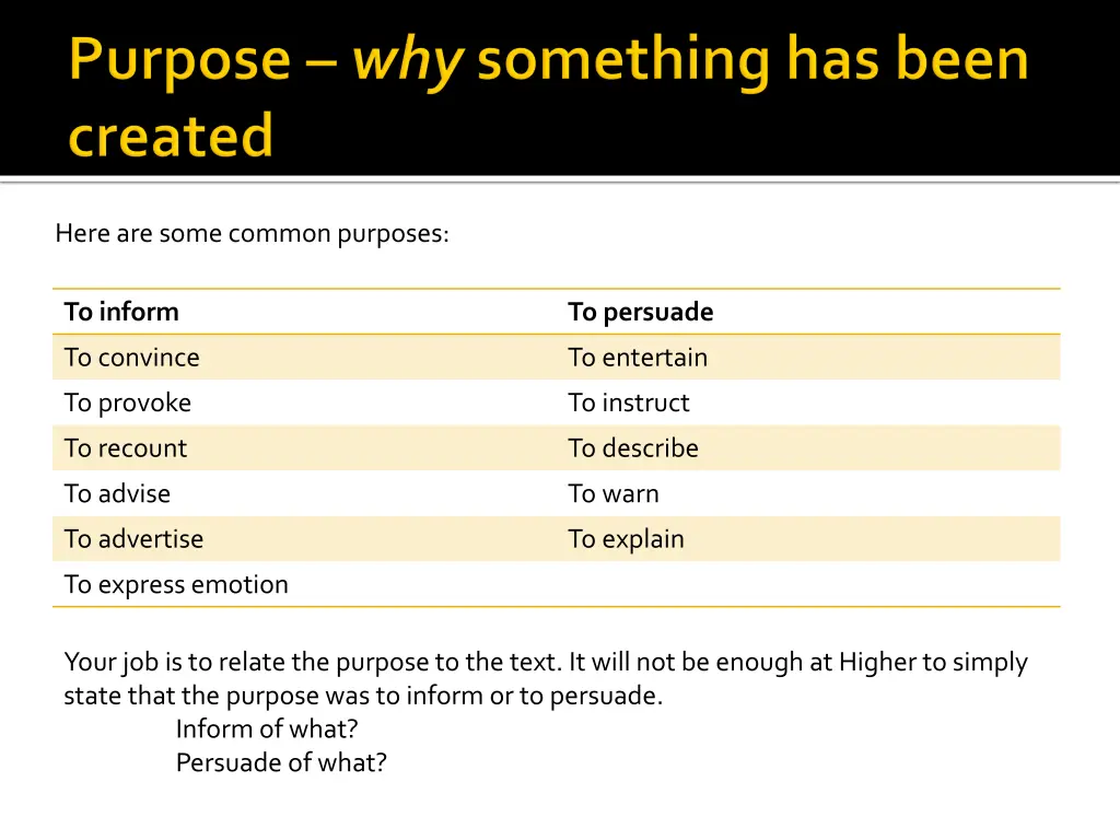 here are some common purposes