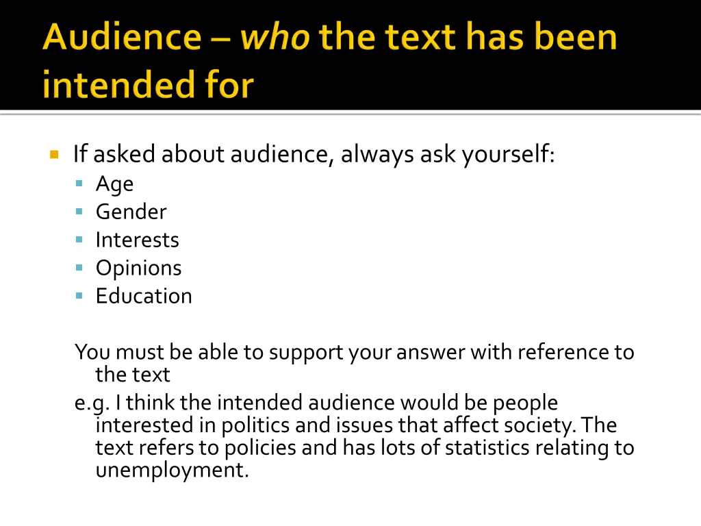 if asked about audience always ask yourself