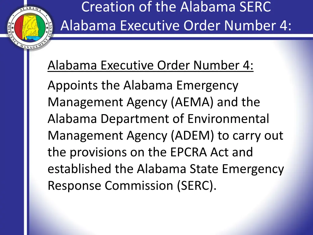 creation of the alabama serc alabama executive