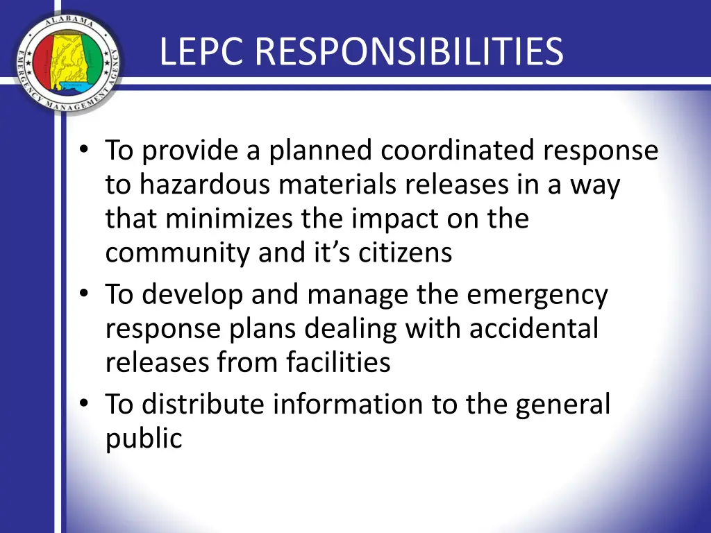 lepc responsibilities