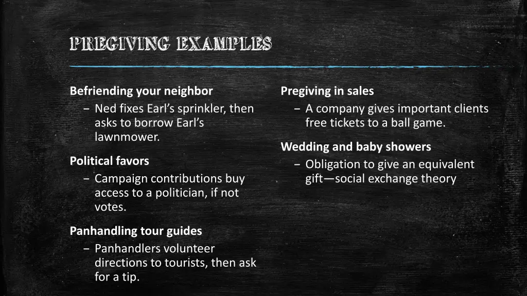 pregiving examples