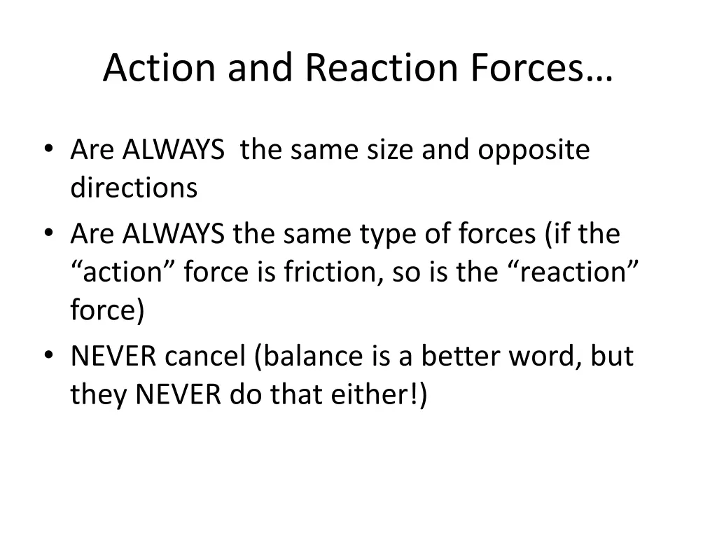 action and reaction forces