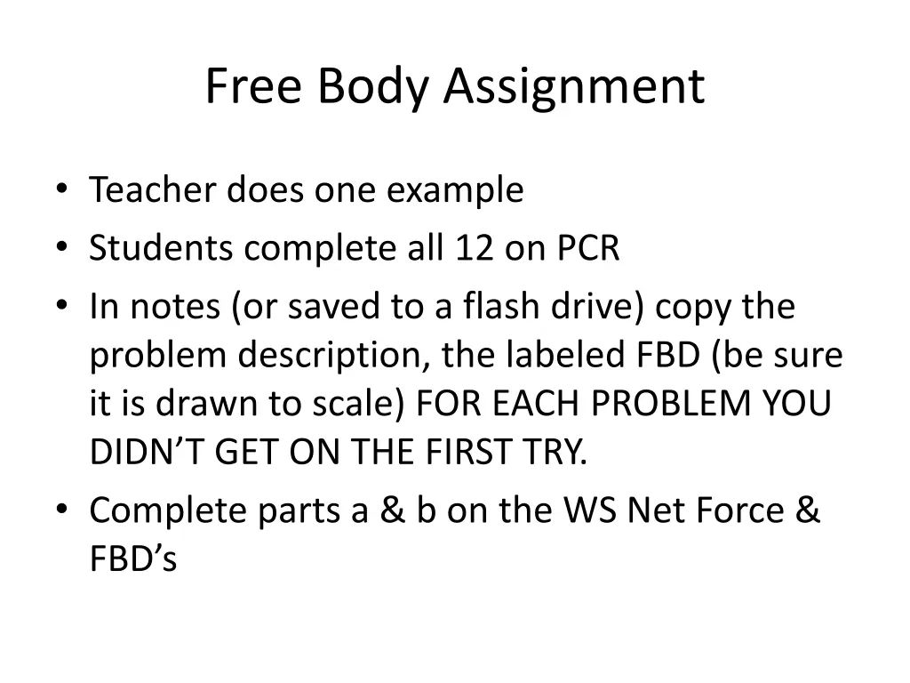 free body assignment