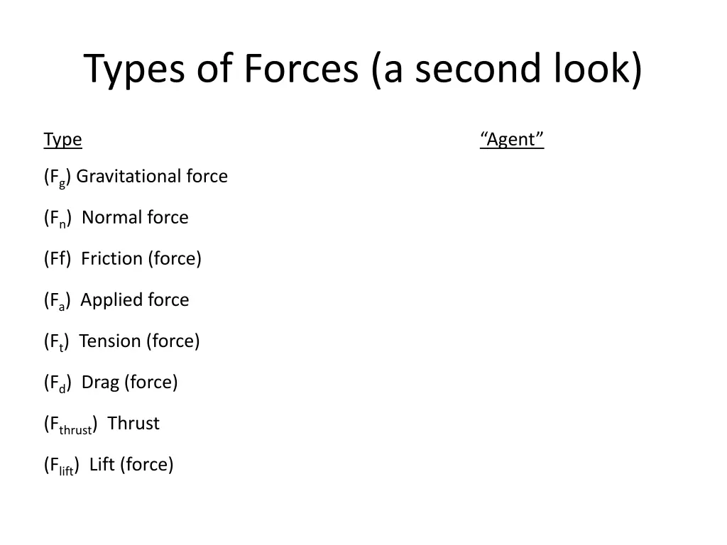 types of forces a second look