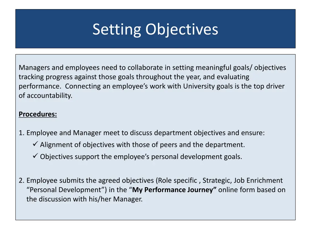 setting objectives