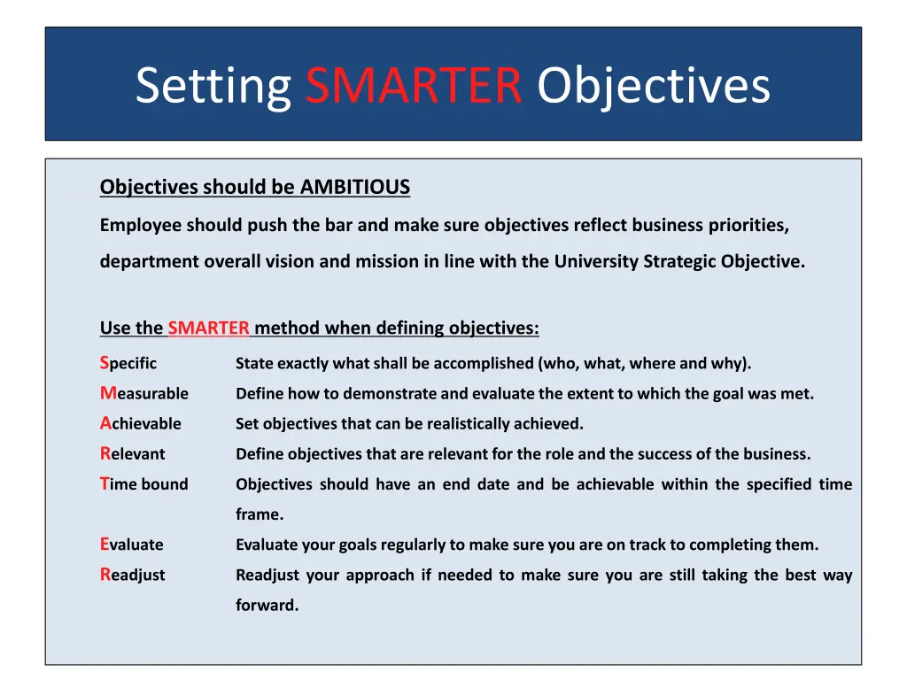 setting smarter objectives