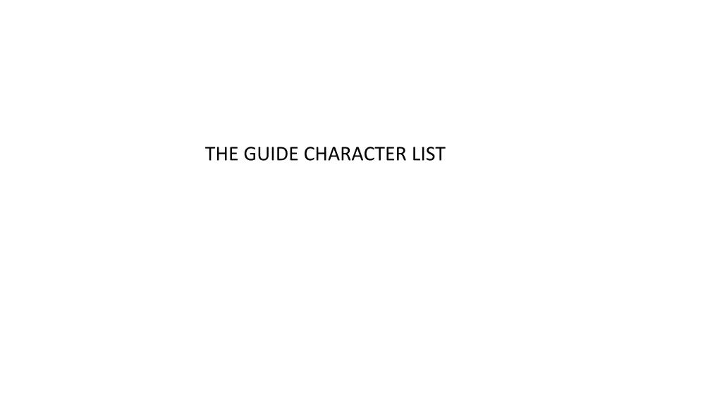 the guide character list