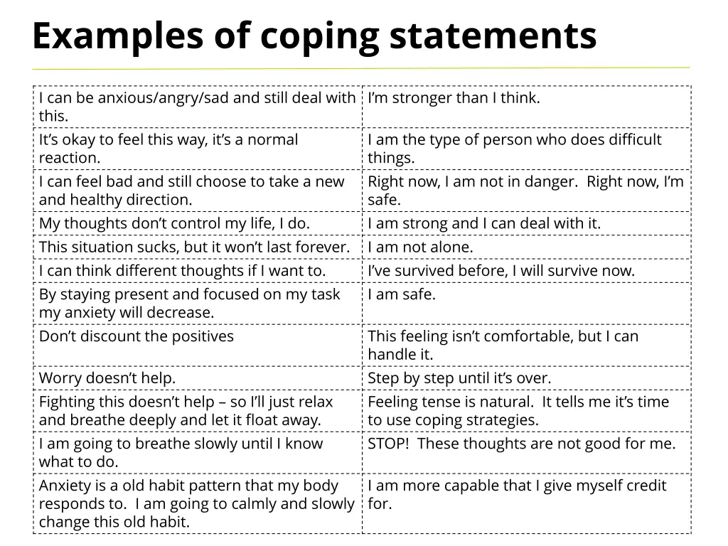 examples of coping statements