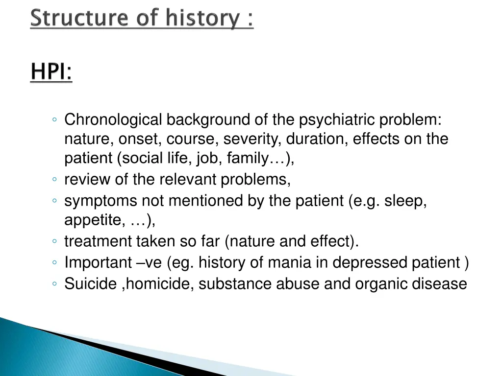 chronological background of the psychiatric