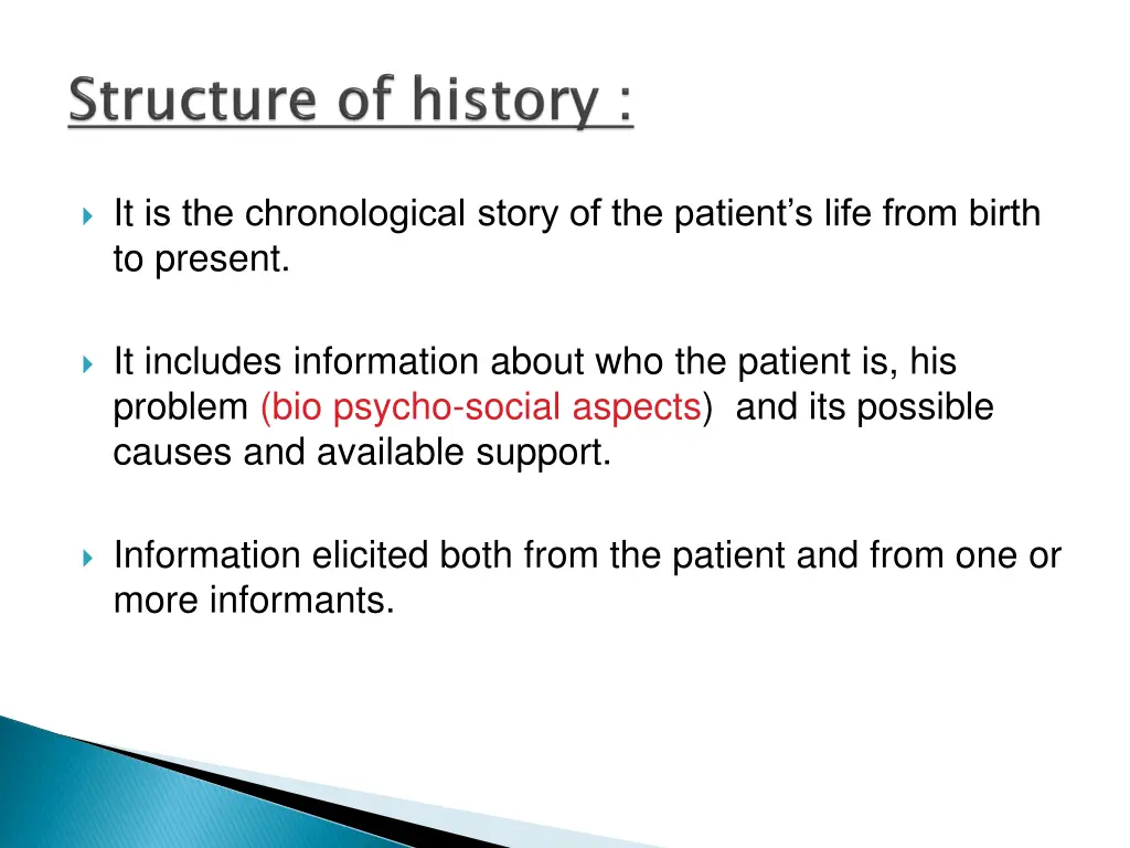 it is the chronological story of the patient