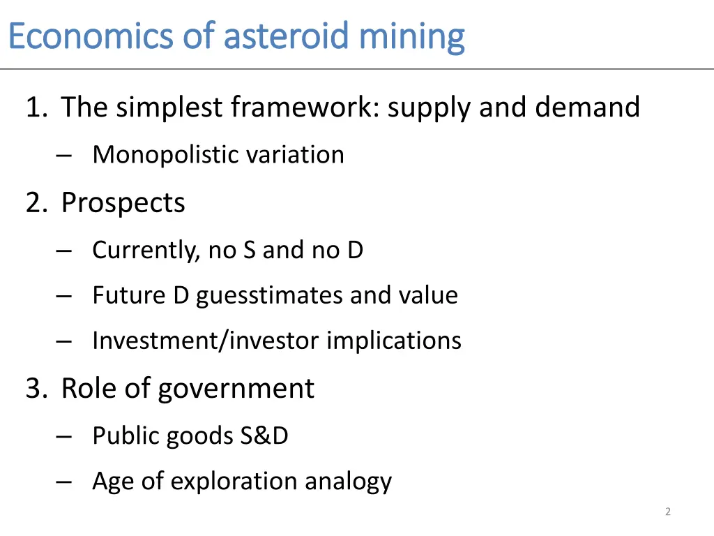 economics of asteroid mining economics