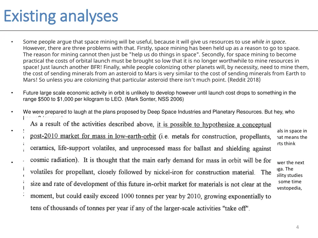 existing analyses existing analyses