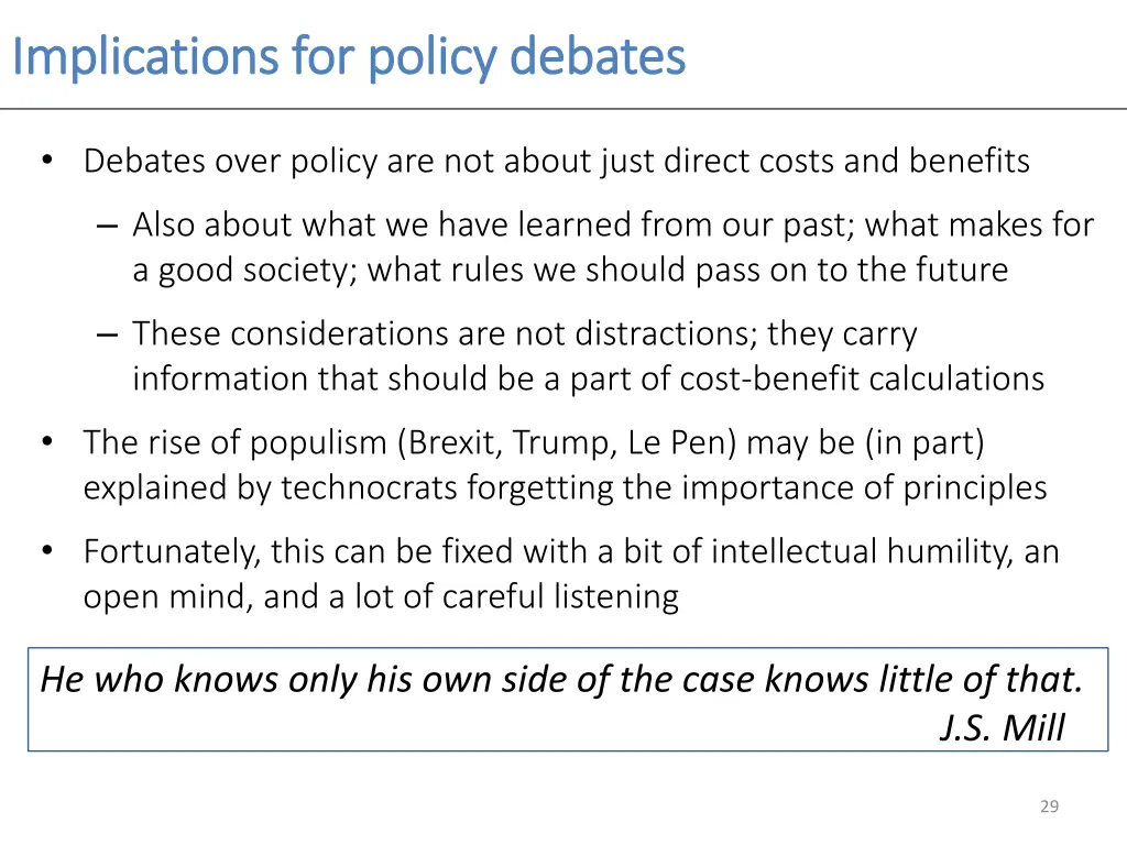 implications for policy debates implications