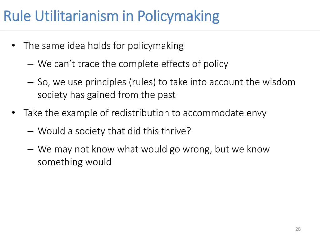 rule utilitarianism in policymaking rule