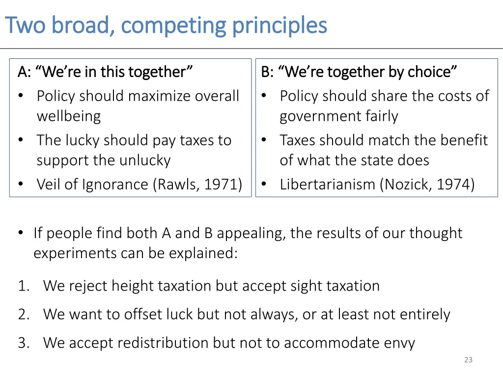 two broad competing principles two broad