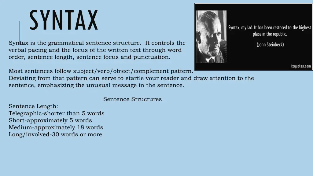 syntax syntax is the grammatical sentence