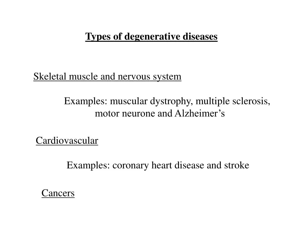 types of degenerative diseases