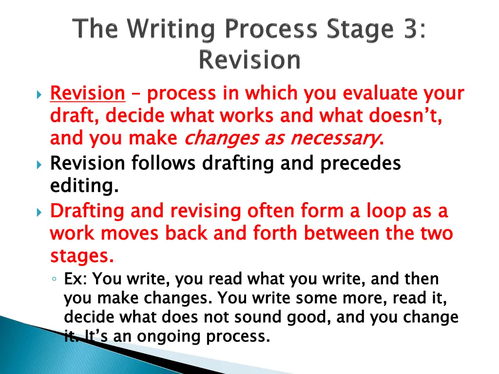 revision draft decide what works and what doesn