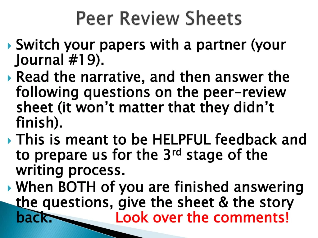 switch your papers with a partner your journal