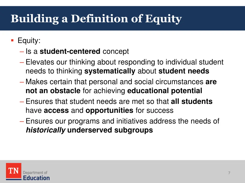 building a definition of equity