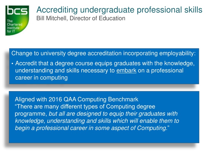 accrediting undergraduate professional skills