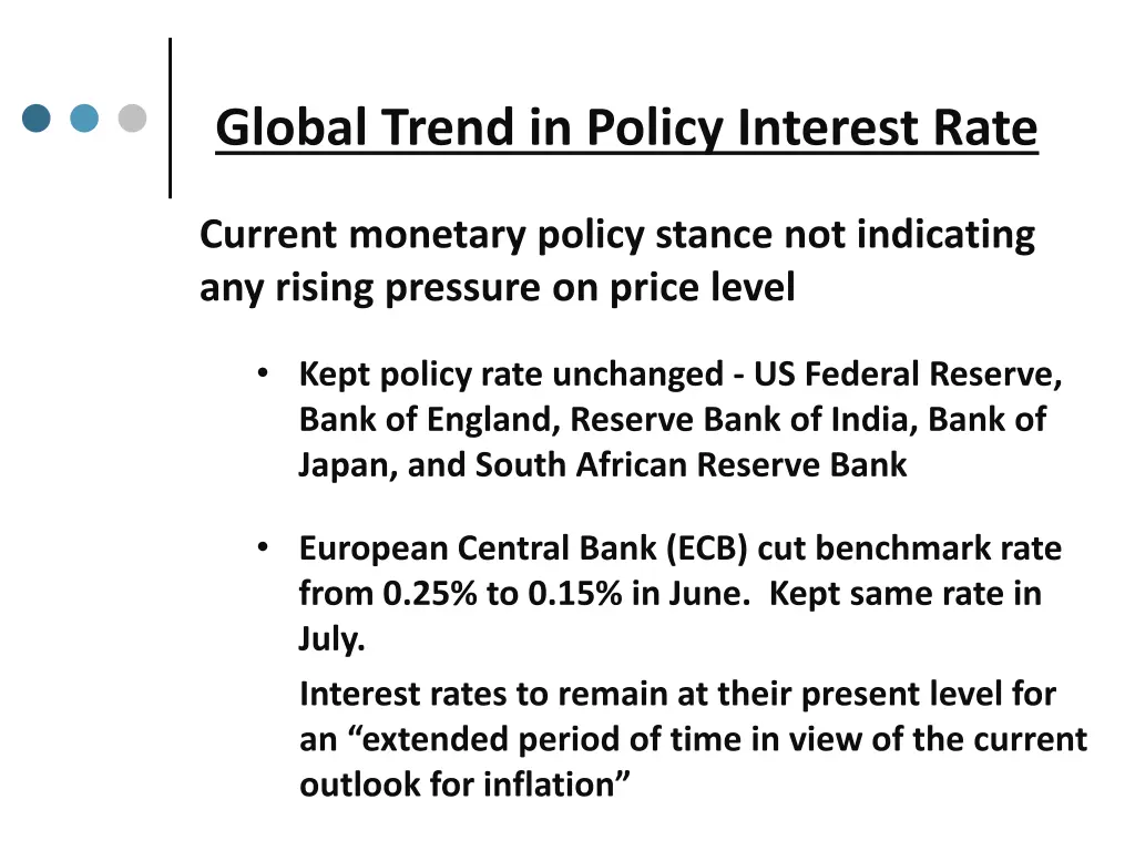 global trend in policy interest rate