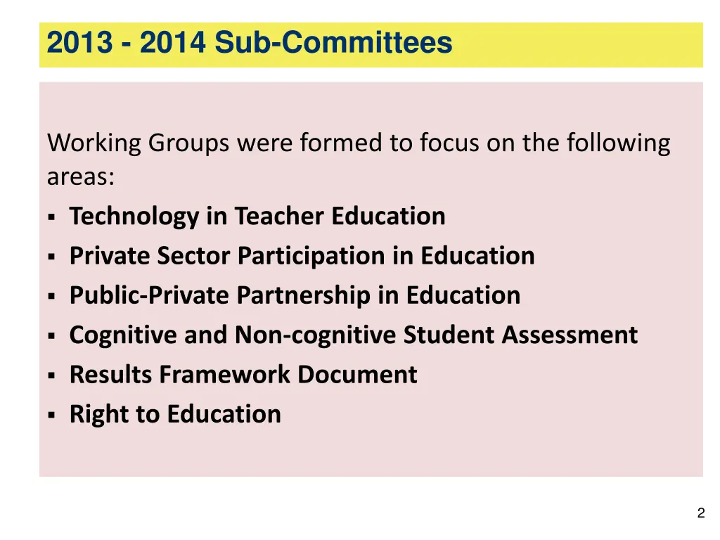 2013 2014 sub committees