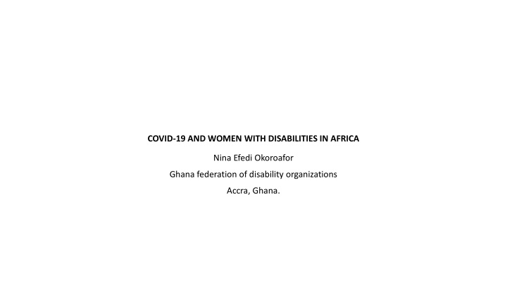 covid 19 and women with disabilities in africa