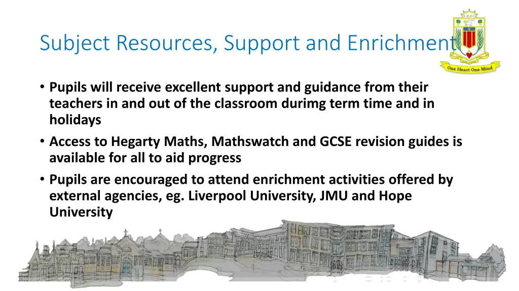 subject resources support and enrichment