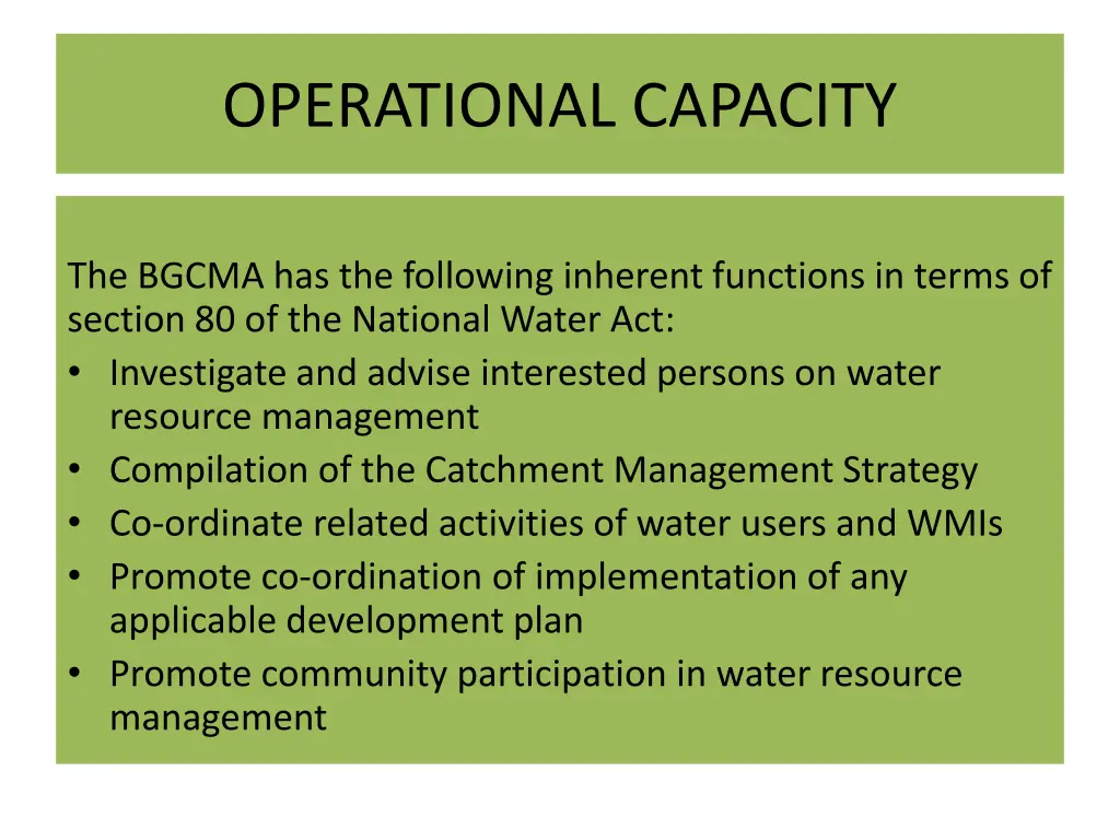 operational capacity