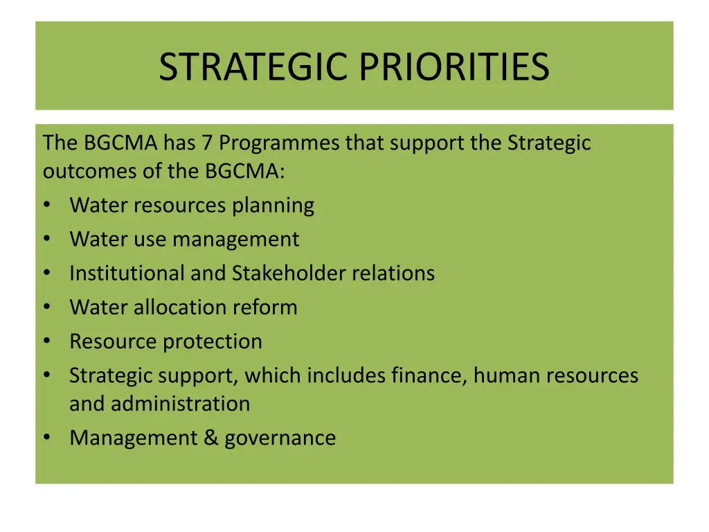 strategic priorities