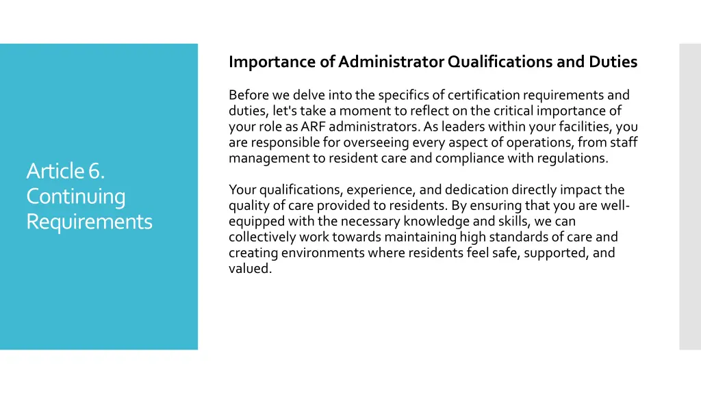 importance of administrator qualifications