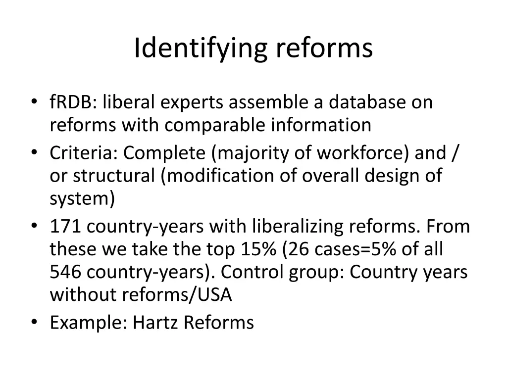 identifying reforms