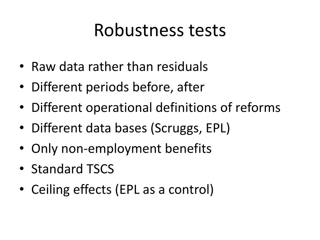 robustness tests