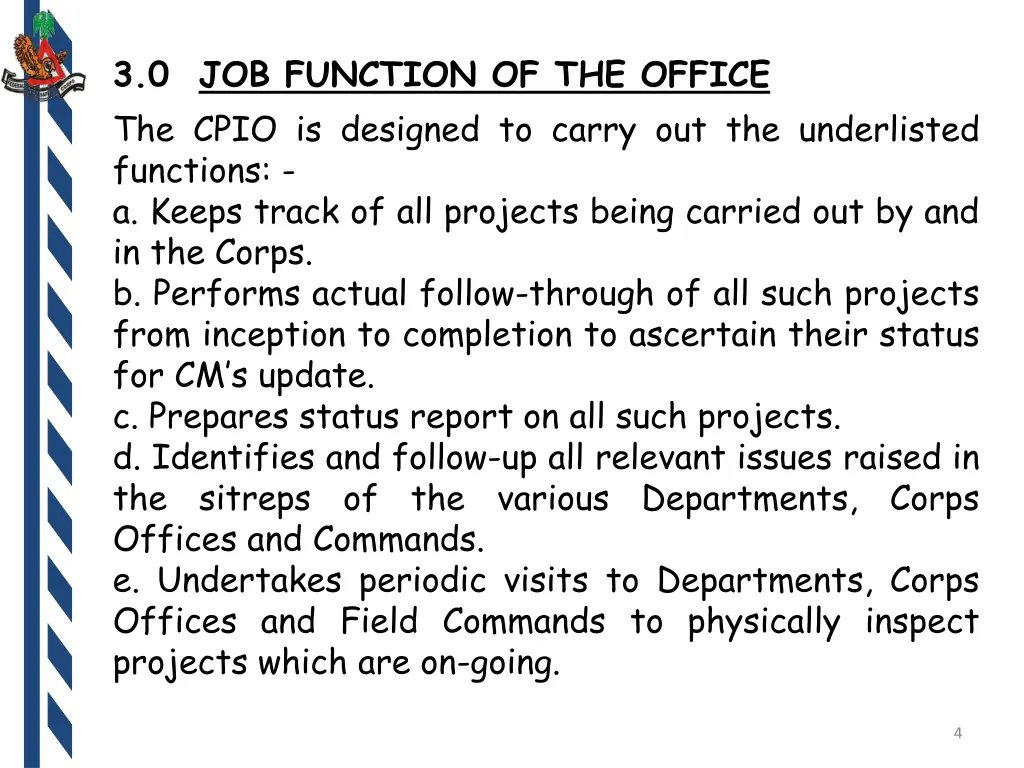 3 0 job function of the office the cpio